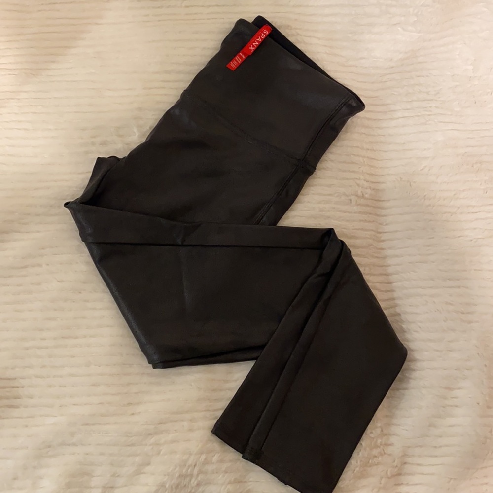 Spanx Medium Petite Black Faux Leather Leggings